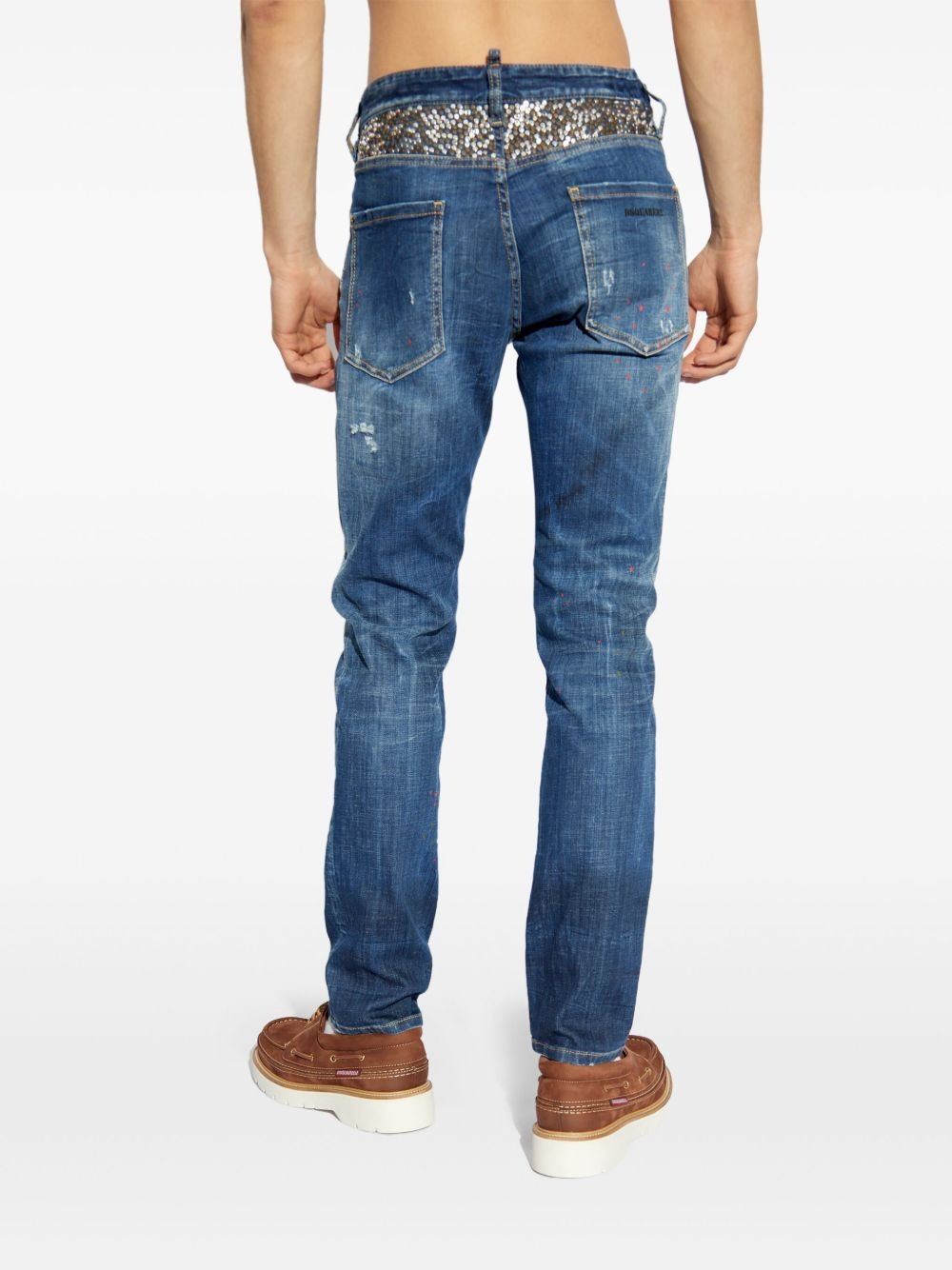 distressed straight jeans - 3
