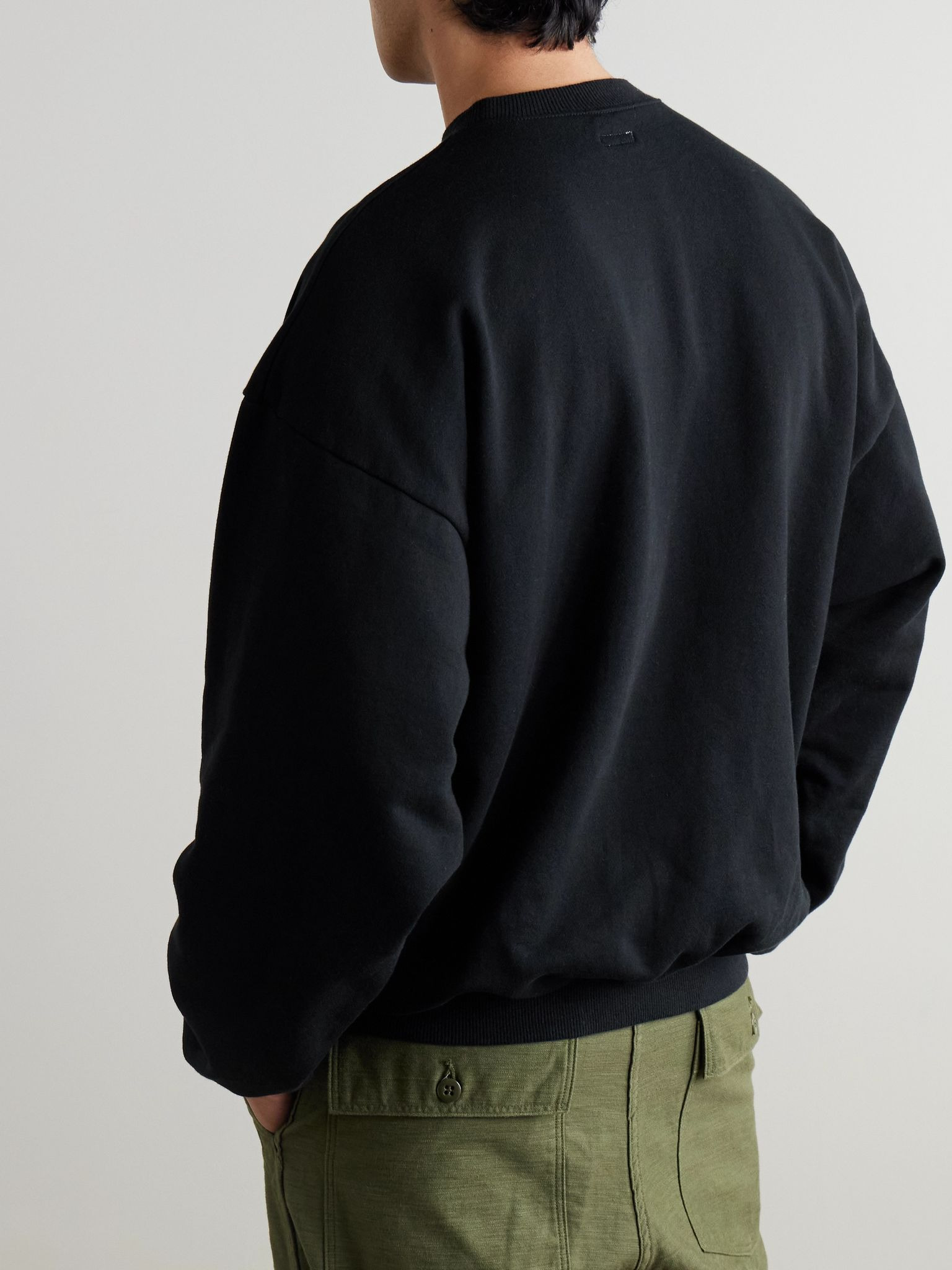 Printed Cotton-Jersey Sweatshirt Black - 3