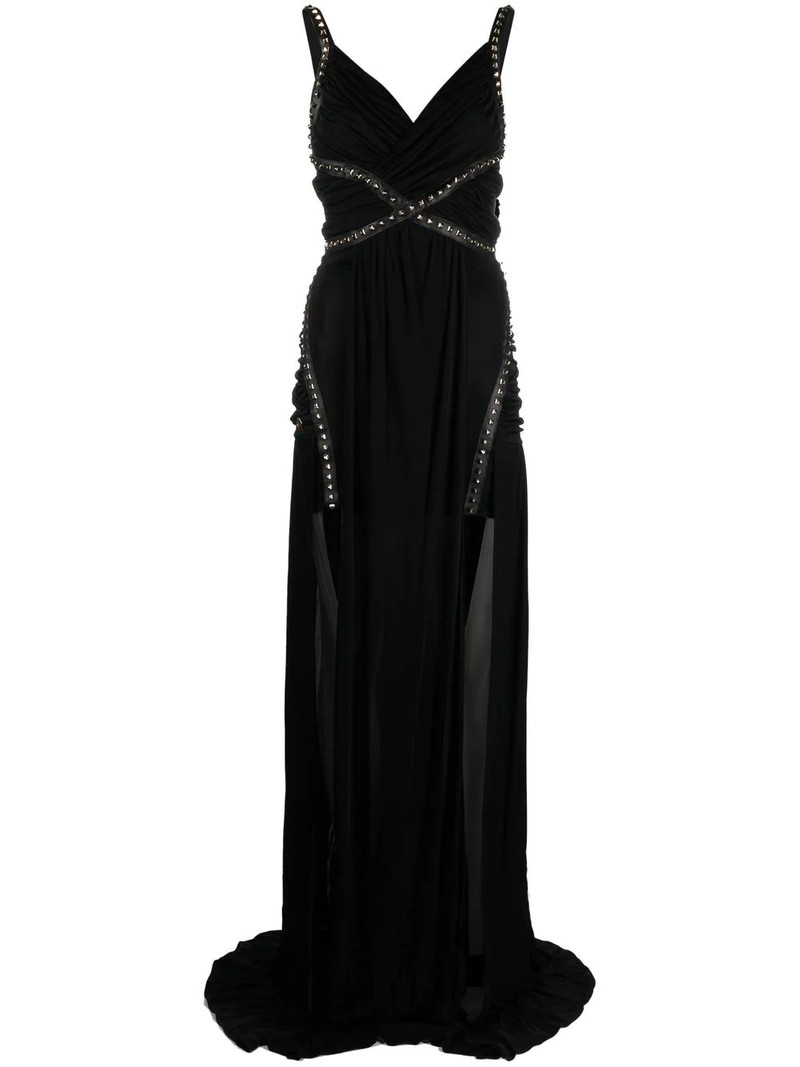 stud-detailed floor-length dress 1