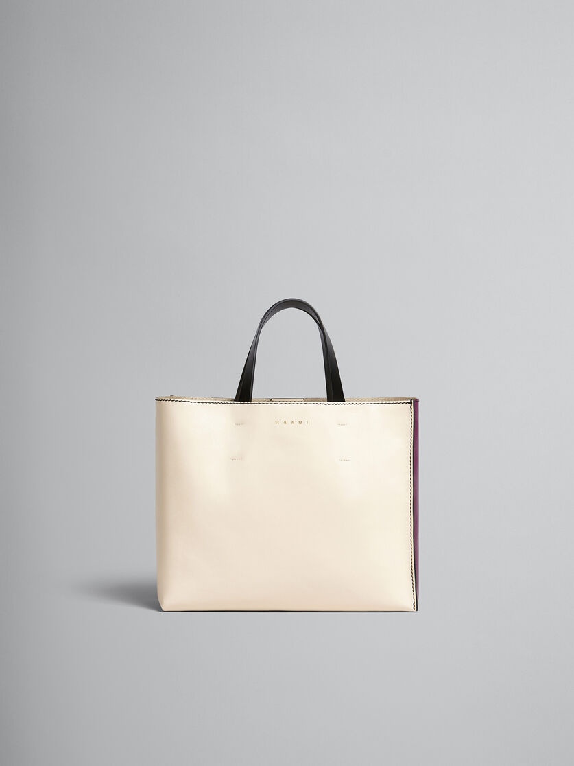 MUSEO SOFT BAG IN WHITE AND PURPLE LEATHER - 1