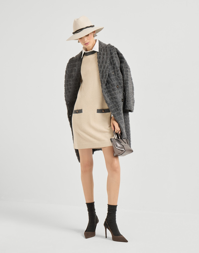Virgin wool, cashmere and silk knit dress with monili 5