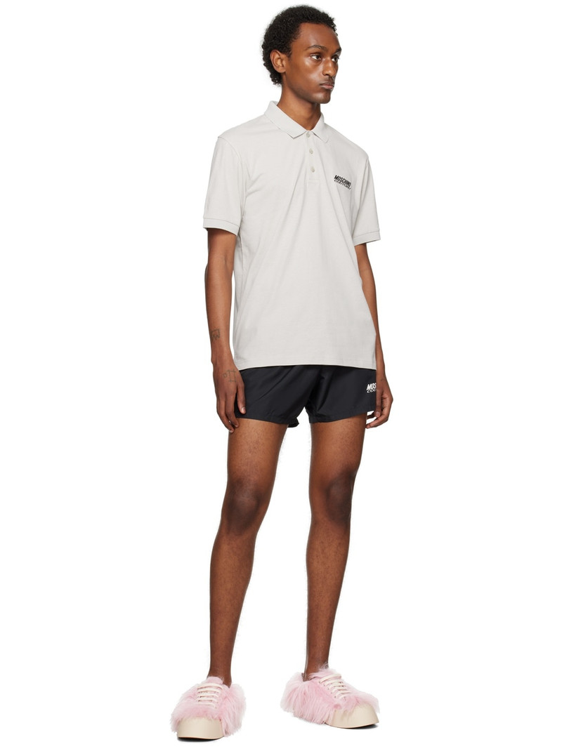 Moschino Gray Embroidered Polo outlook