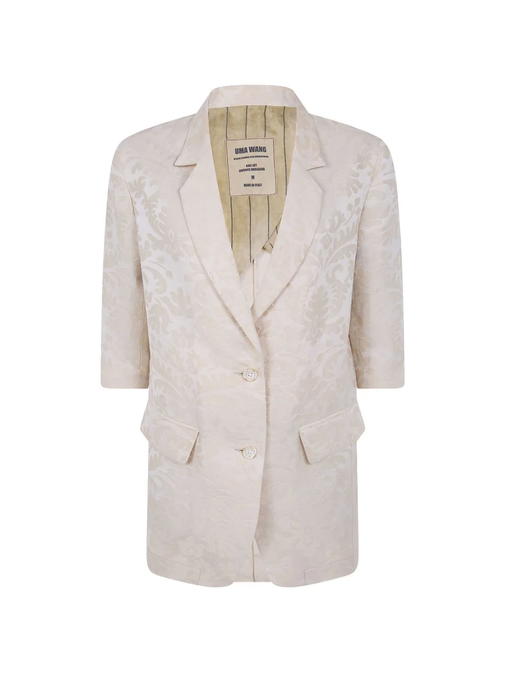 damask-pattern linen jacket - 1
