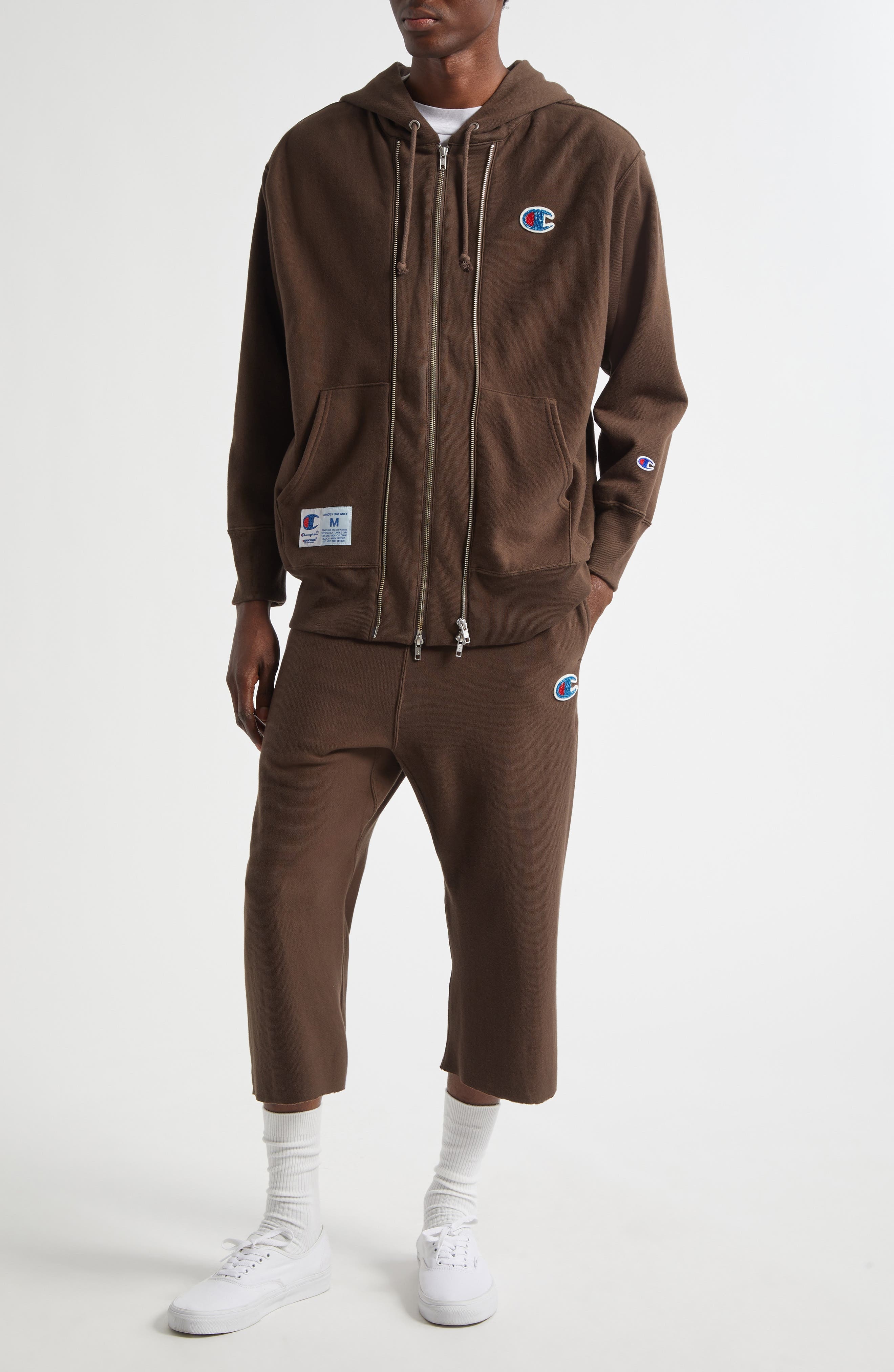 Undercover x Champion Reverse Weave® Cotton Fleece Crop Sweatpants in Brown at Nordstrom - 2