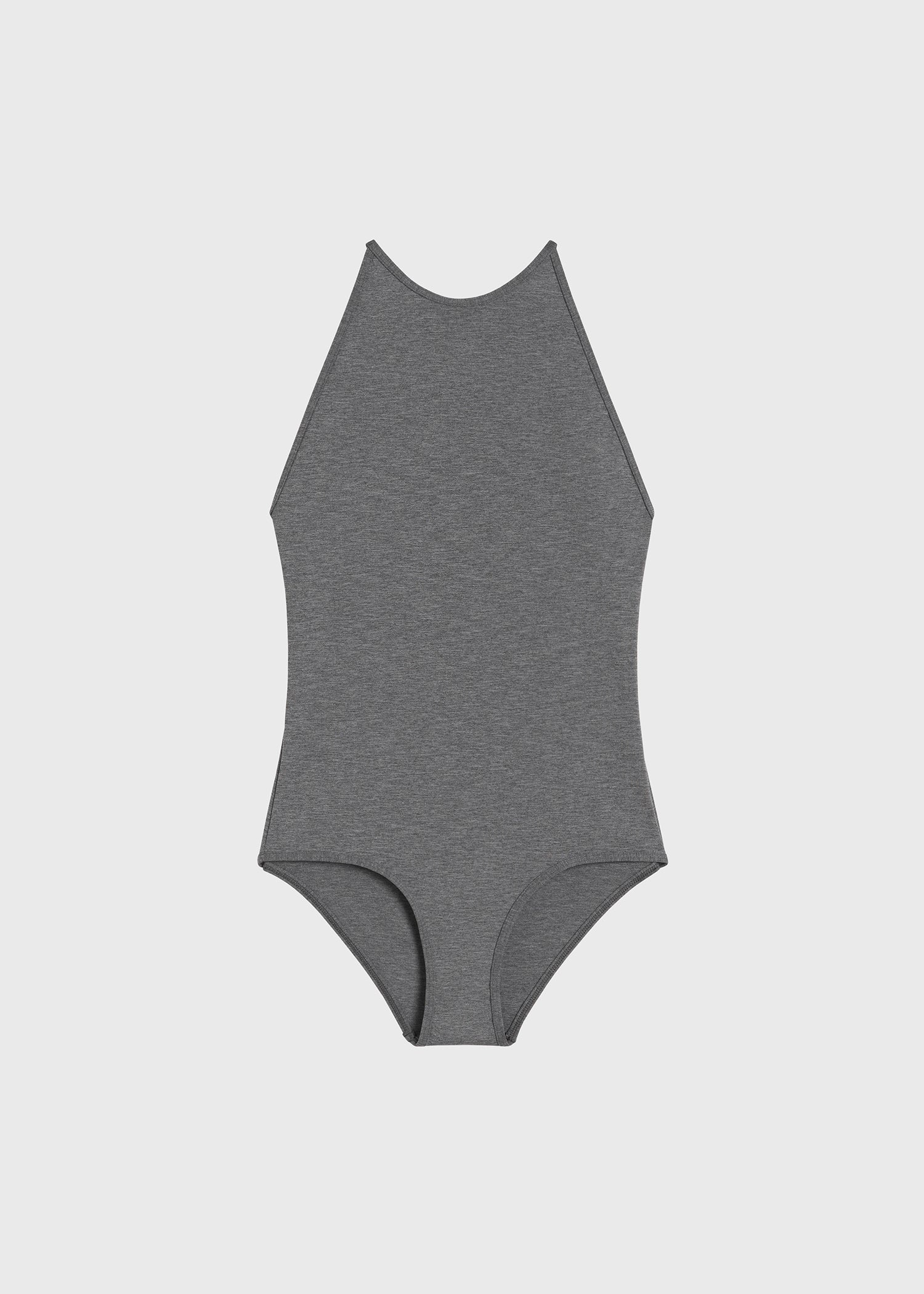 High neck swimsuit grey melange - 1