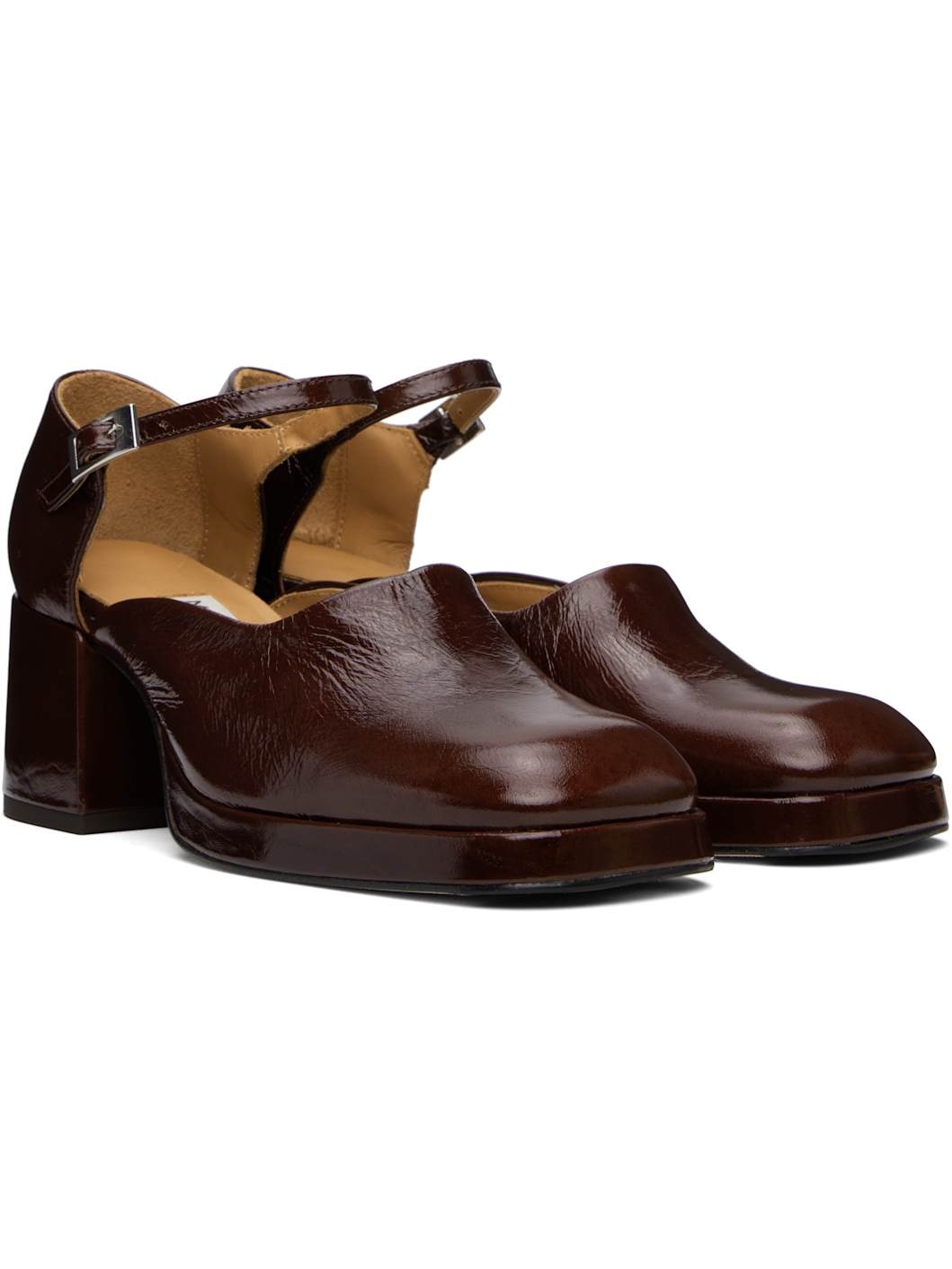 Brown Yara Crinkle Heels - 4