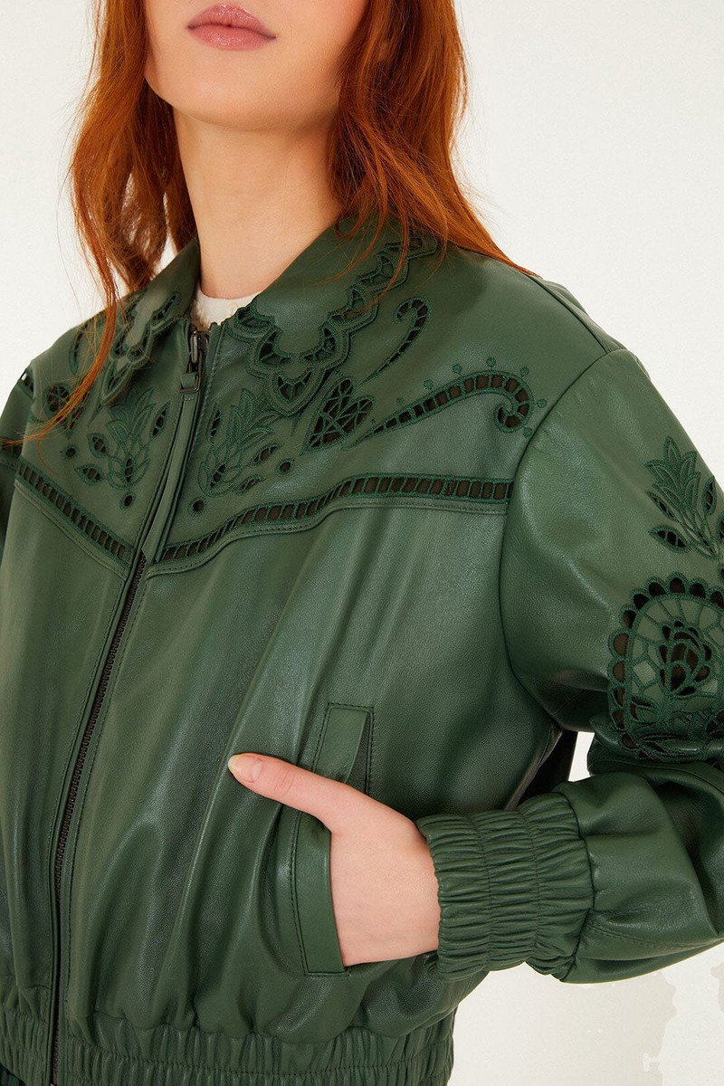 Green Richelieu Heart Leather Jacket 6