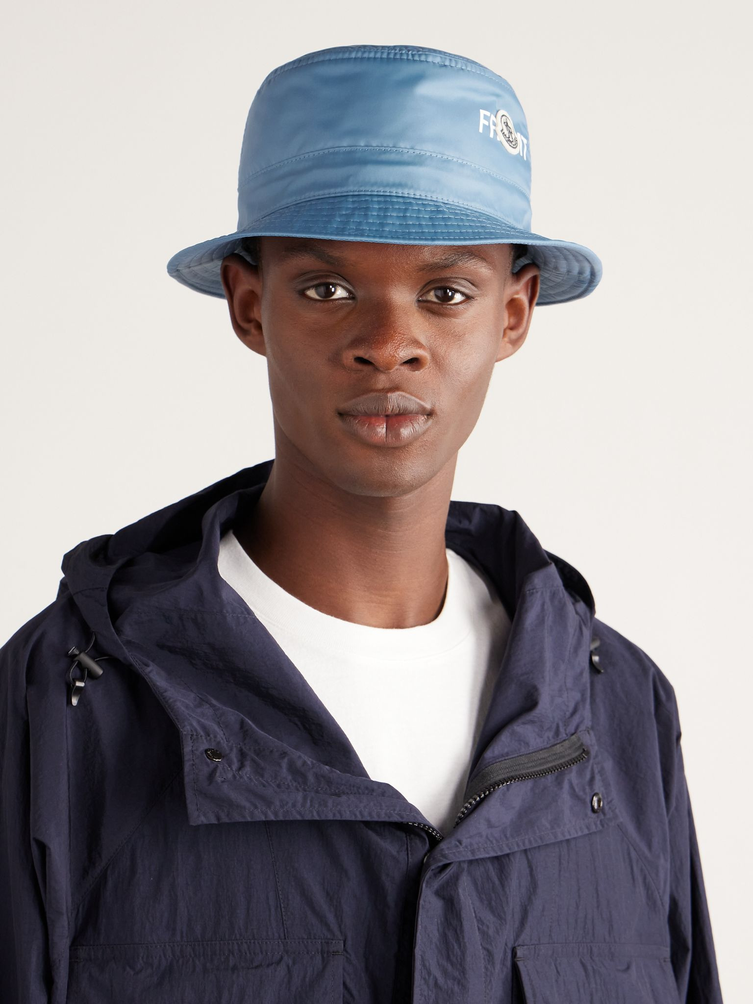 7 Moncler FRGMT Hiroshi Fujiwara Logo-Appliquéd Shell Bucket Hat Light blue - 2