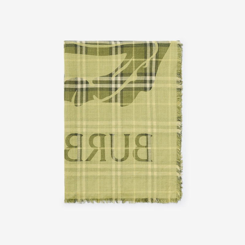 Burberry Wide EKD Check Wool Silk Scarf outlook