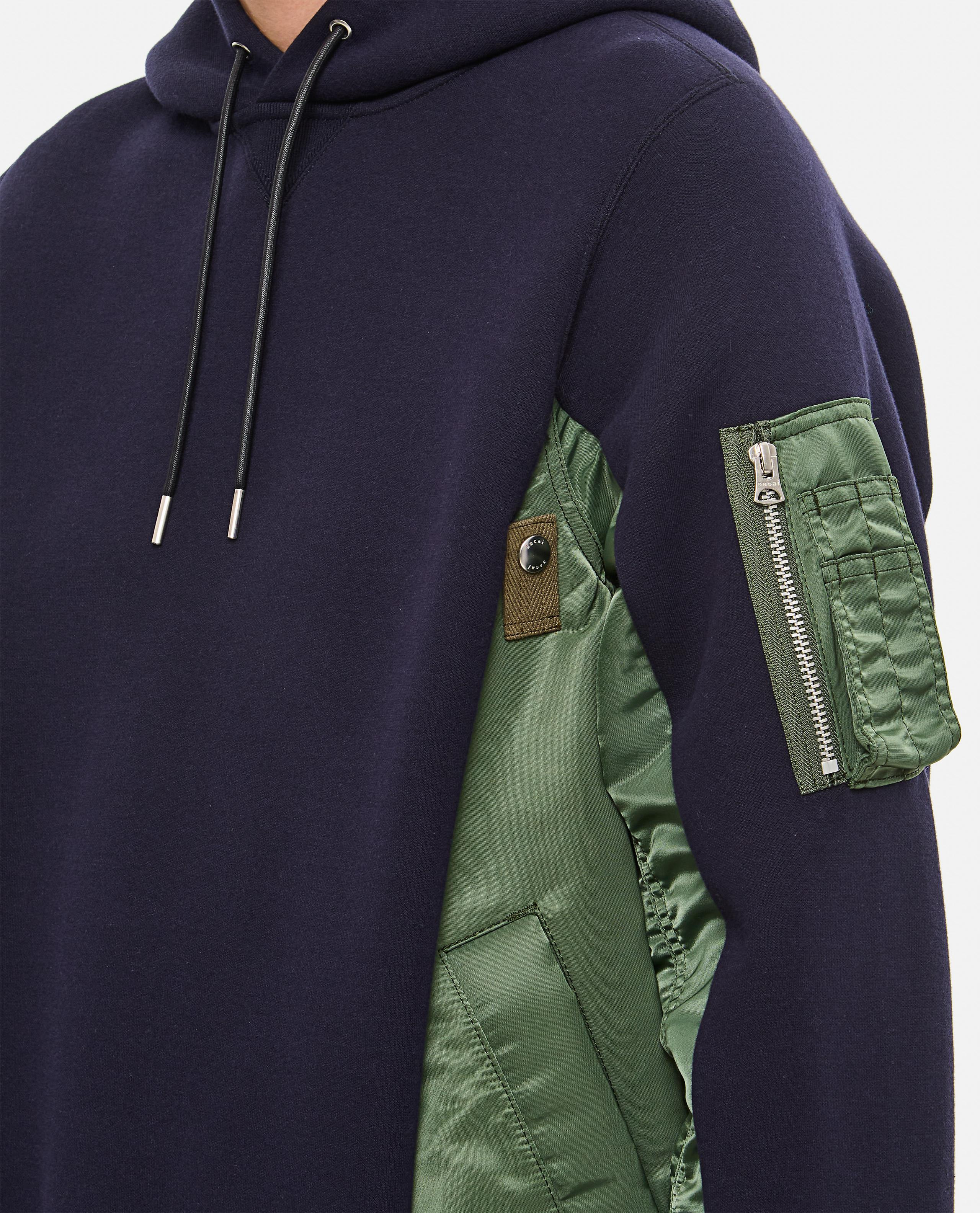 TERRY SWEATSHIRT WITH TWILL AND NYLON HOOD - 4