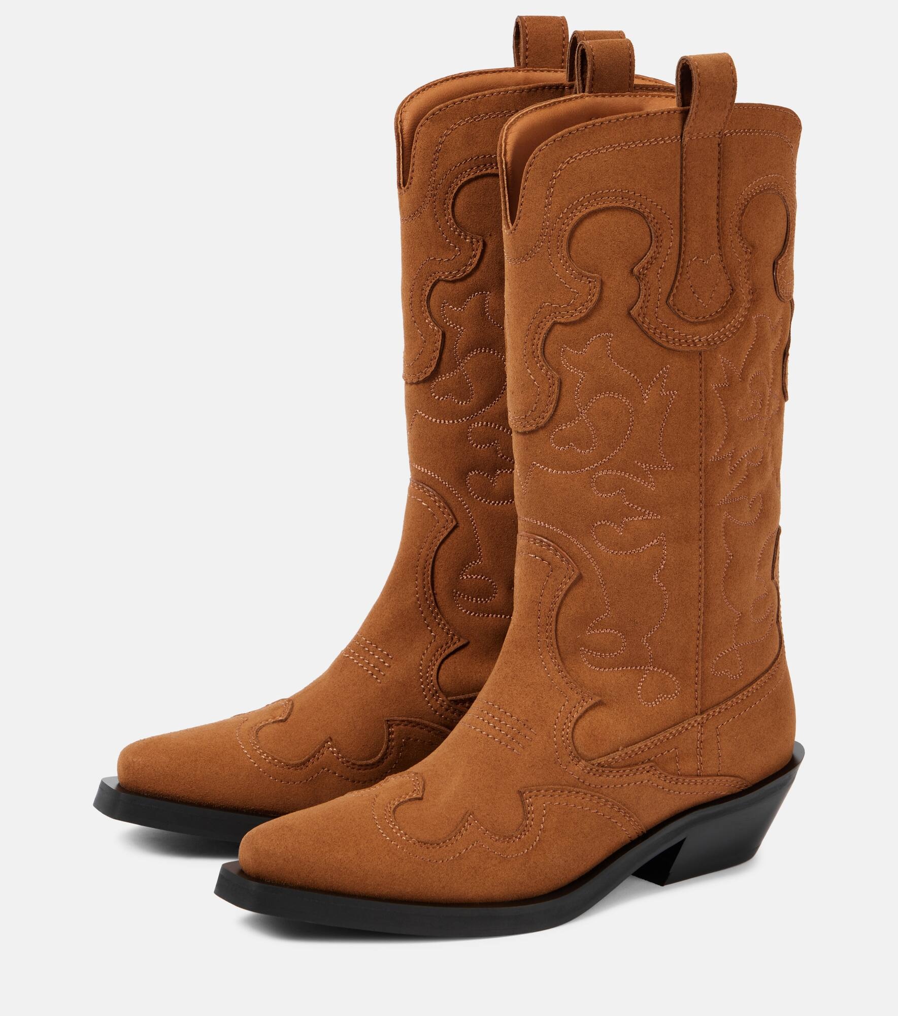 Embroidered faux leather cowboy boots - 4