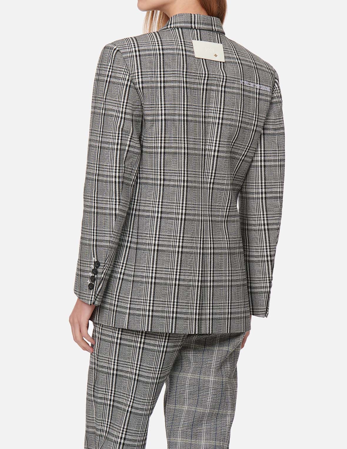 Mixed Plaid Wrapped Blazer - 4