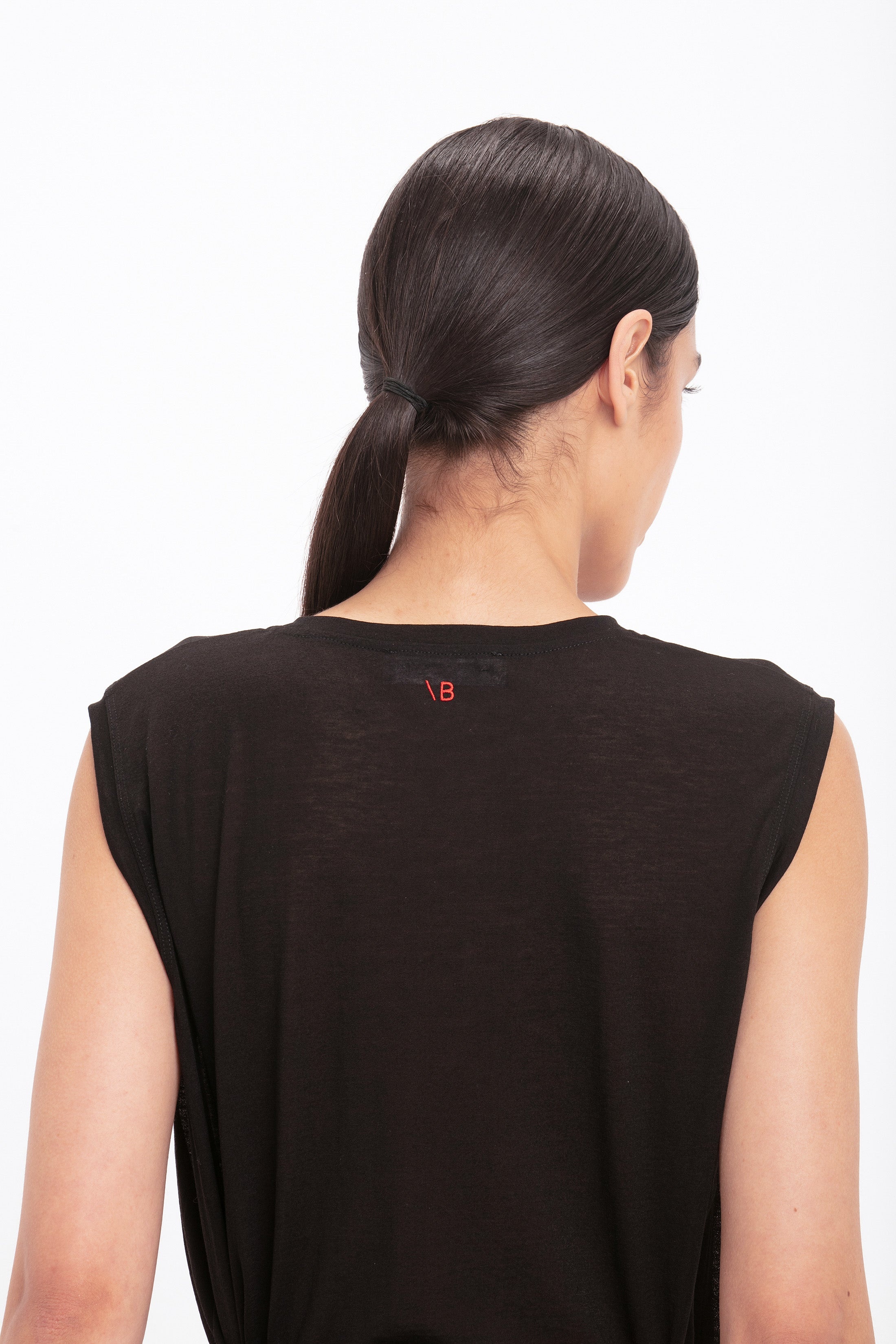 Cotton Crepe Tank In Black - 5