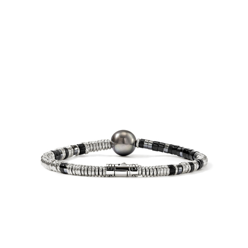 Heishi Bracelet, Sterling Silver, Hardstones, Pearl 3