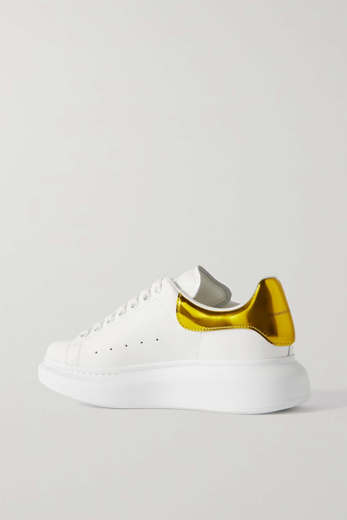 Iridescent-trimmed leather exaggerated-sole sneakers - 3