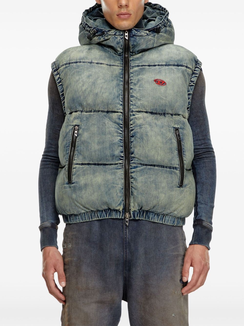 padded denim gillet - 3