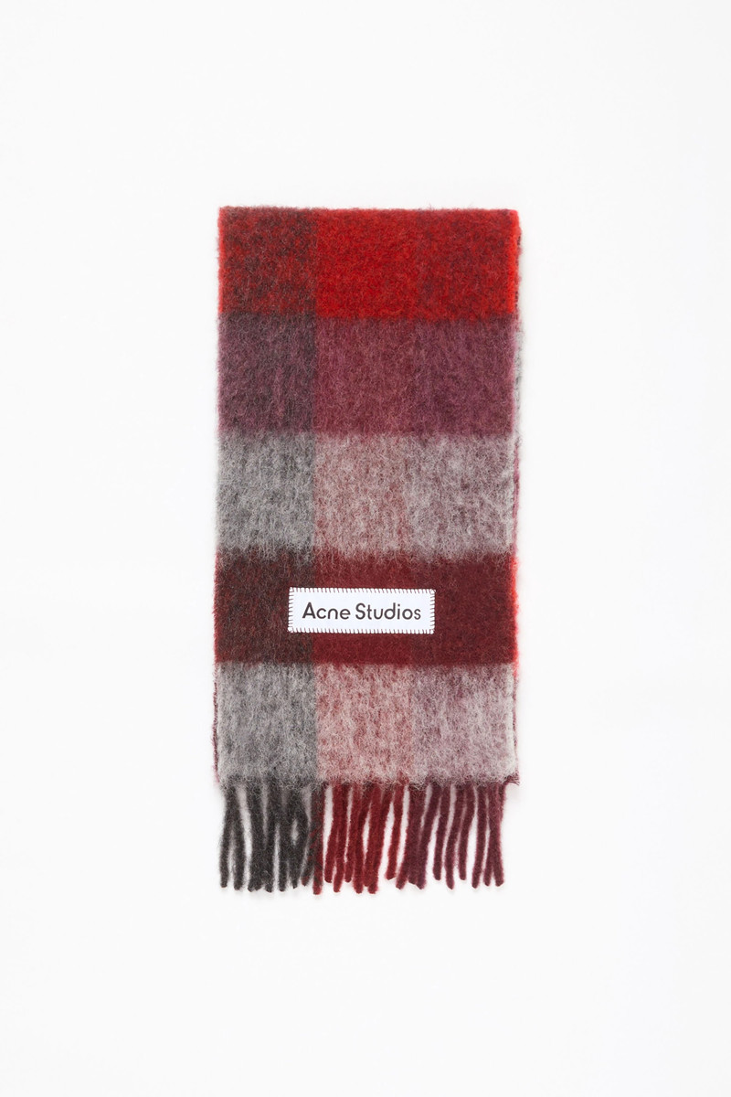 Mohair checked scarf - Red/black 1