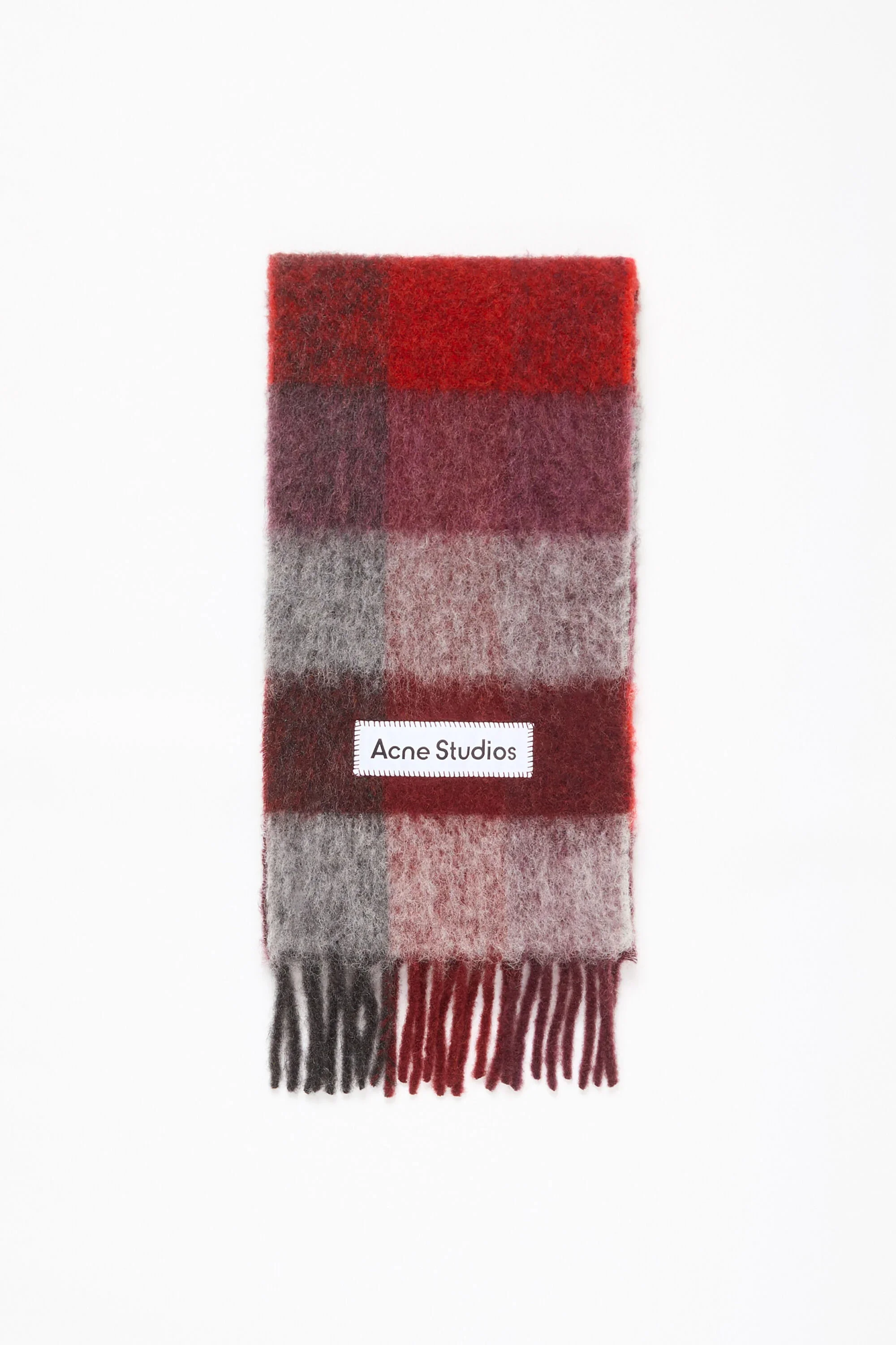 Mohair checked scarf - Red/black - 1
