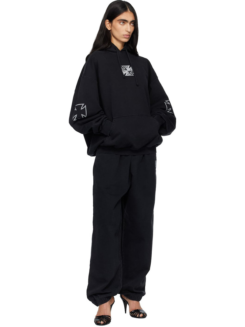 VETEMENTS Black Triple Biker Cross Logo Hoodie outlook
