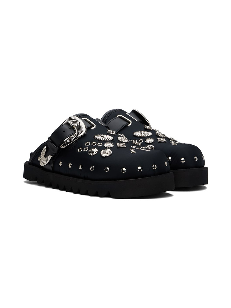Black Eyelet Metal Sabot Slip-on Loafers 4