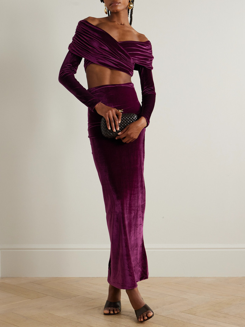 MAYGEL CORONEL Lido Cropped Stretch-velvet Top outlook