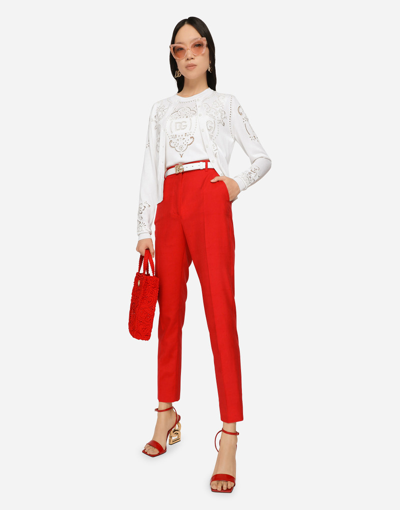 Dolce & Gabbana Silk cardigan with DG openwork embroidery outlook