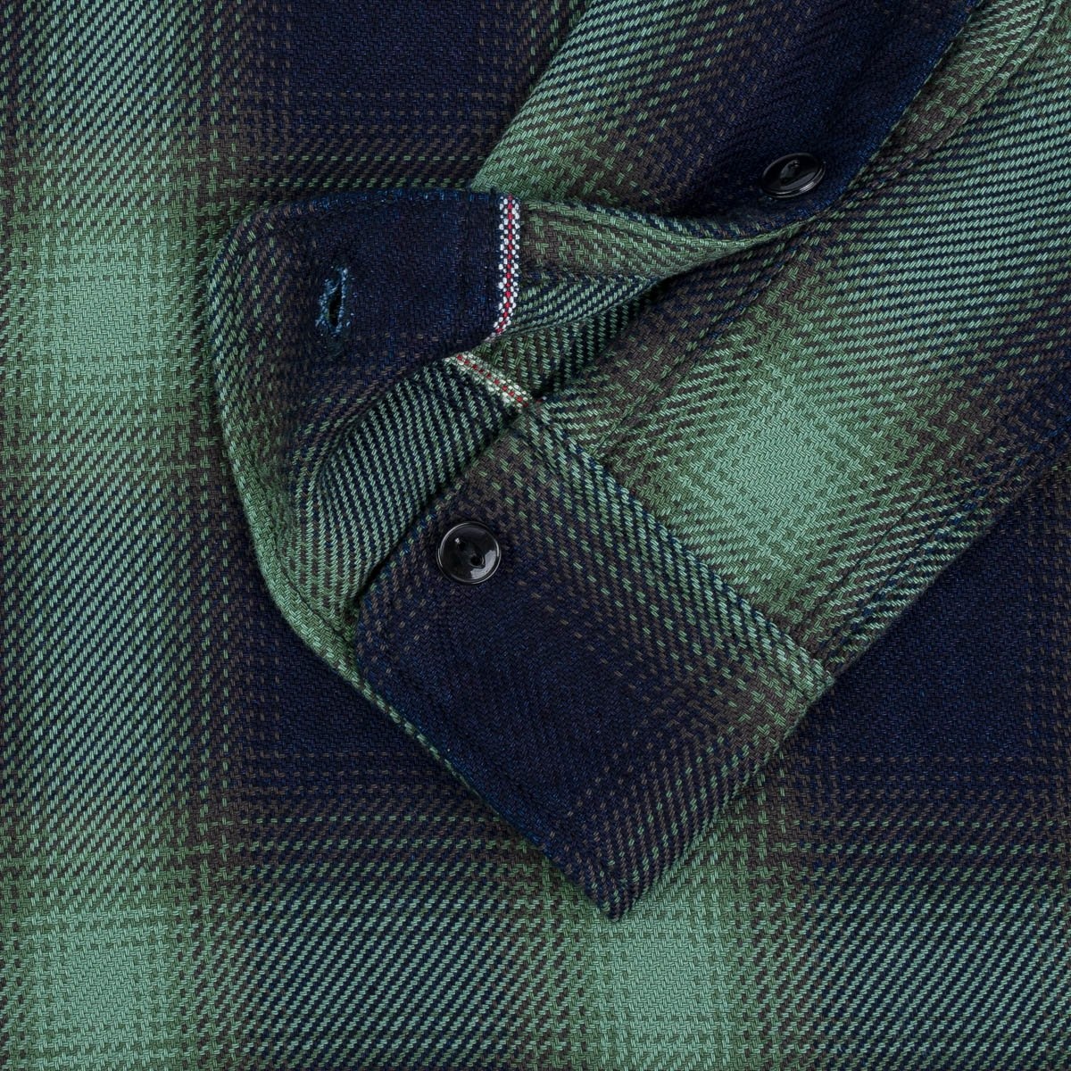 IHSH-349-GRN 9oz Selvedge Ombré Check Work Shirt - Green - 11
