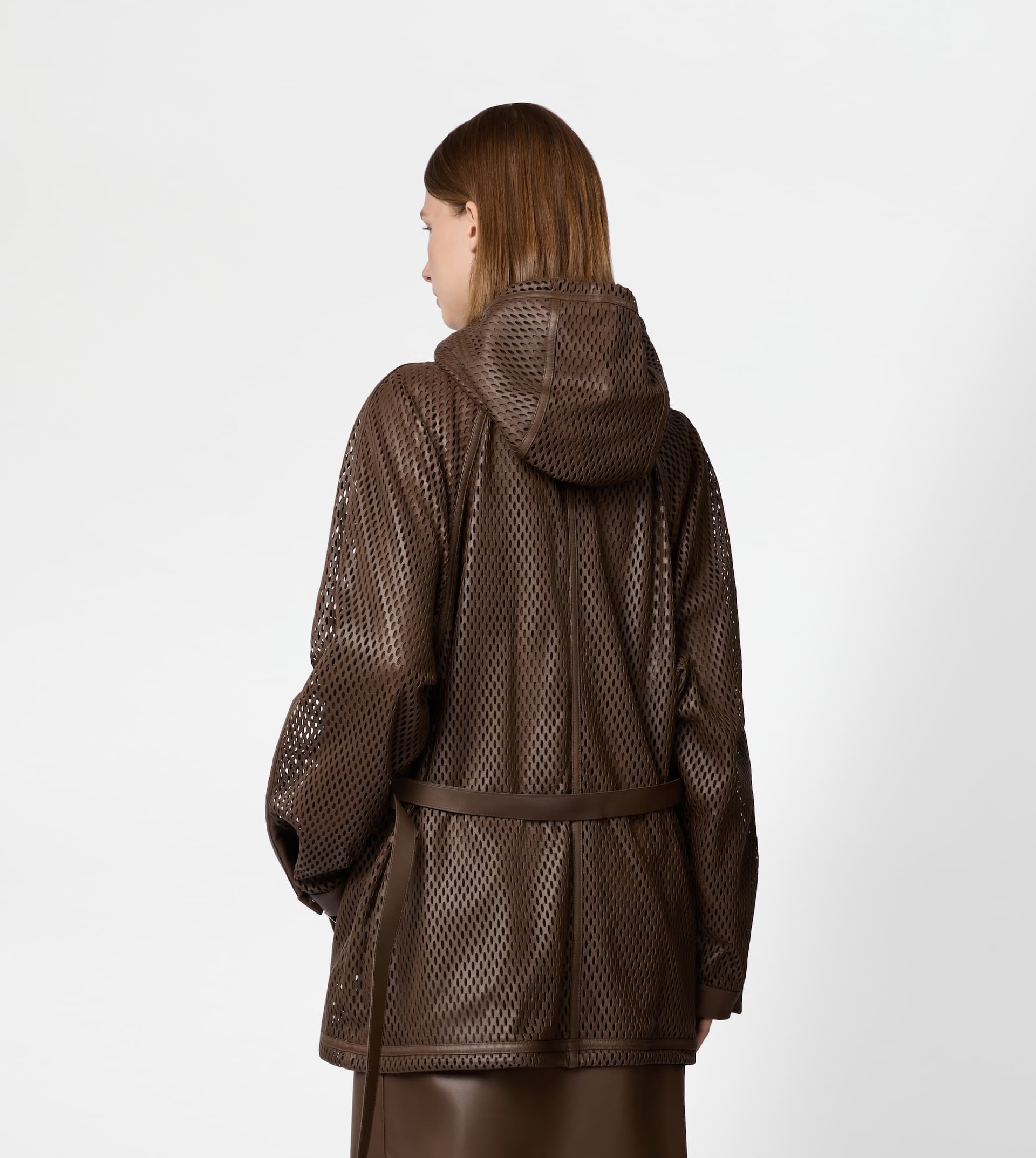 WINDBREAKER IN PERFORATED LEATHER - BROWN - 4