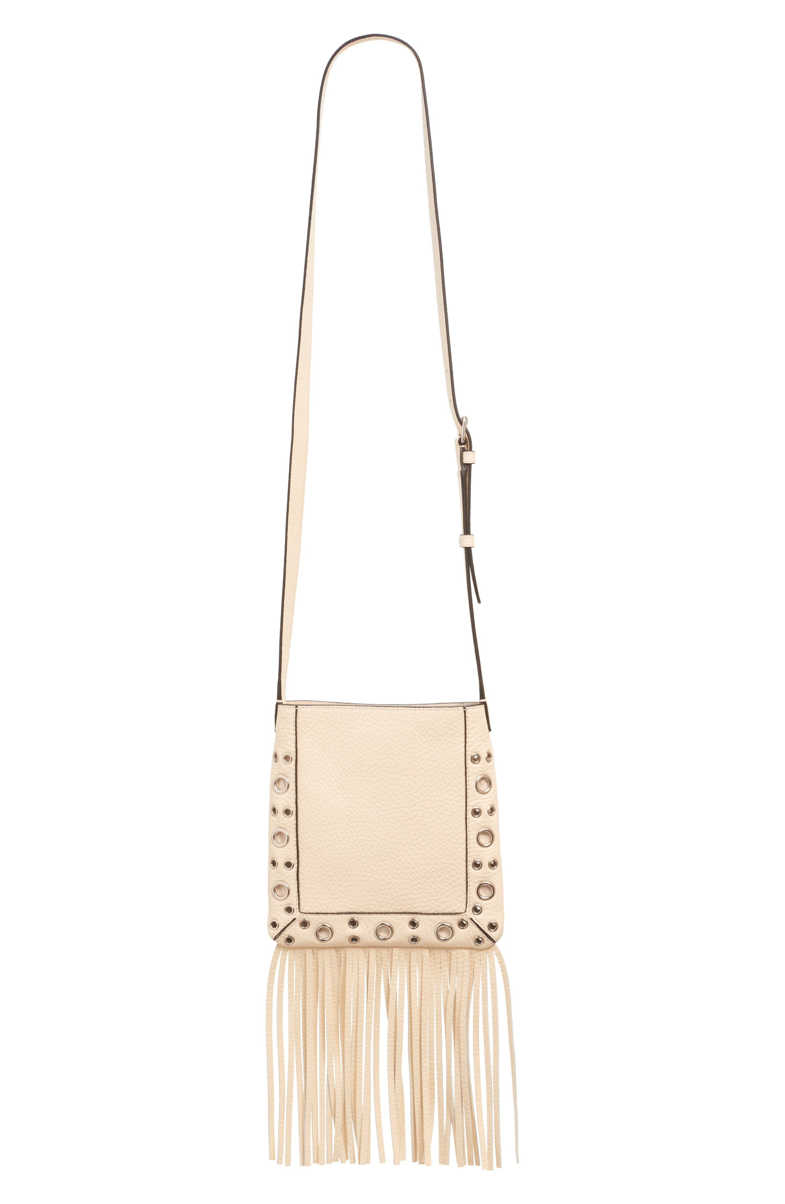 Valentino Garavani Small Nellcôte Fringe Stud Crossbody Bag in I16 Light Ivory at Nordstrom - 4