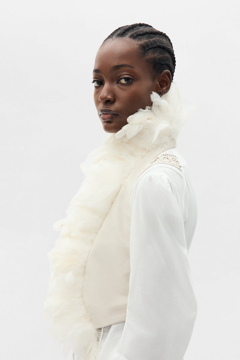 Idje Open Waistcoat with Feathers 7