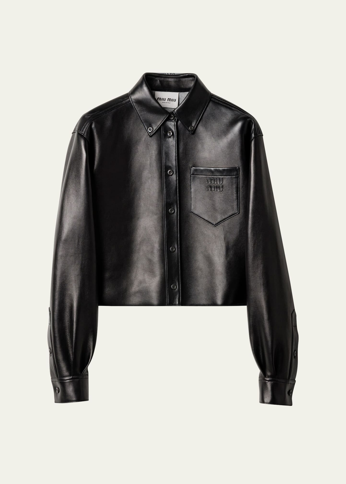 Leather Crop Shirt Jacket - 1