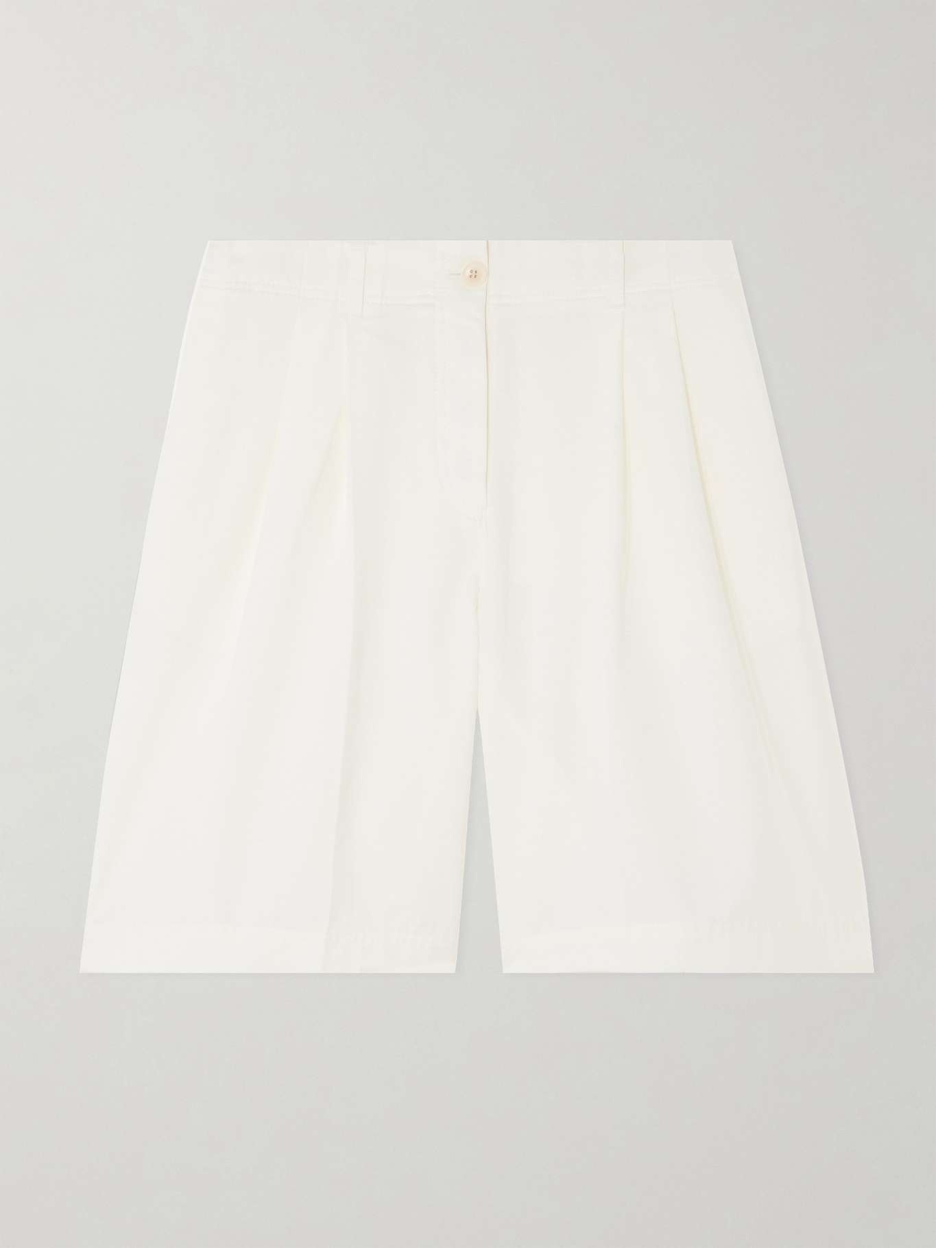 Pleated organic cotton-twill shorts - 1