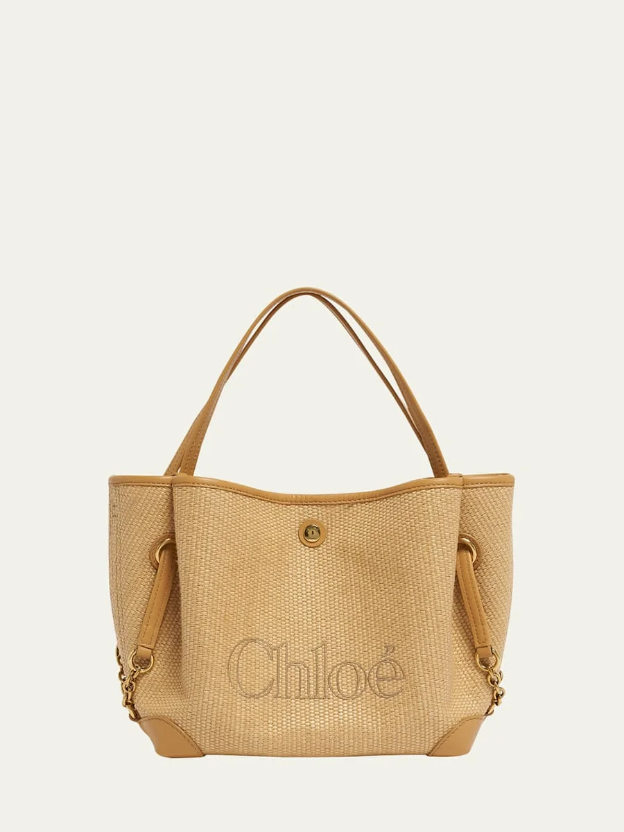 Clover Small Raffia-Effect Tote Bag - 1