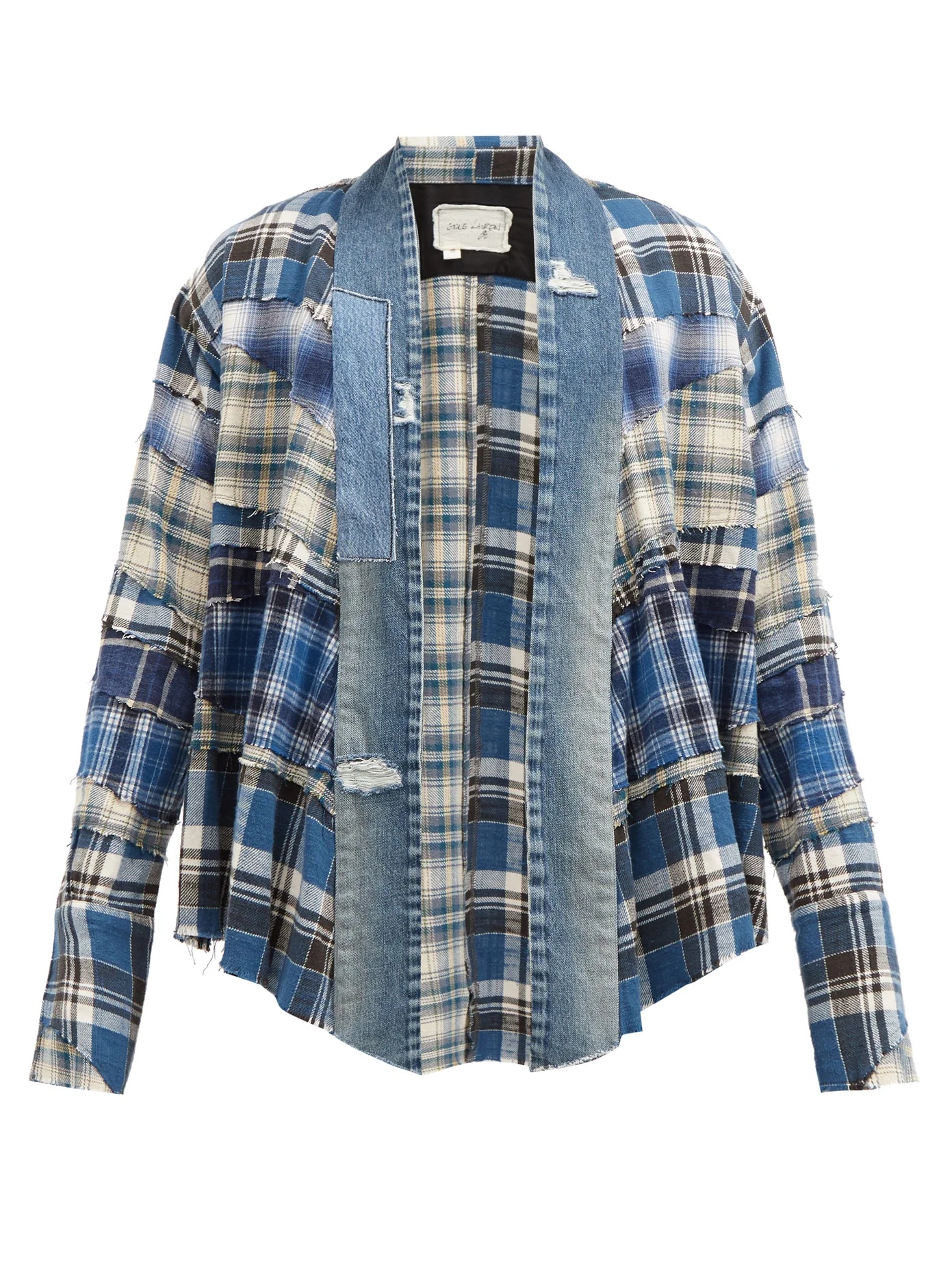 GL1 Mixed Plaid deconstructed denim cotton shirt - 1