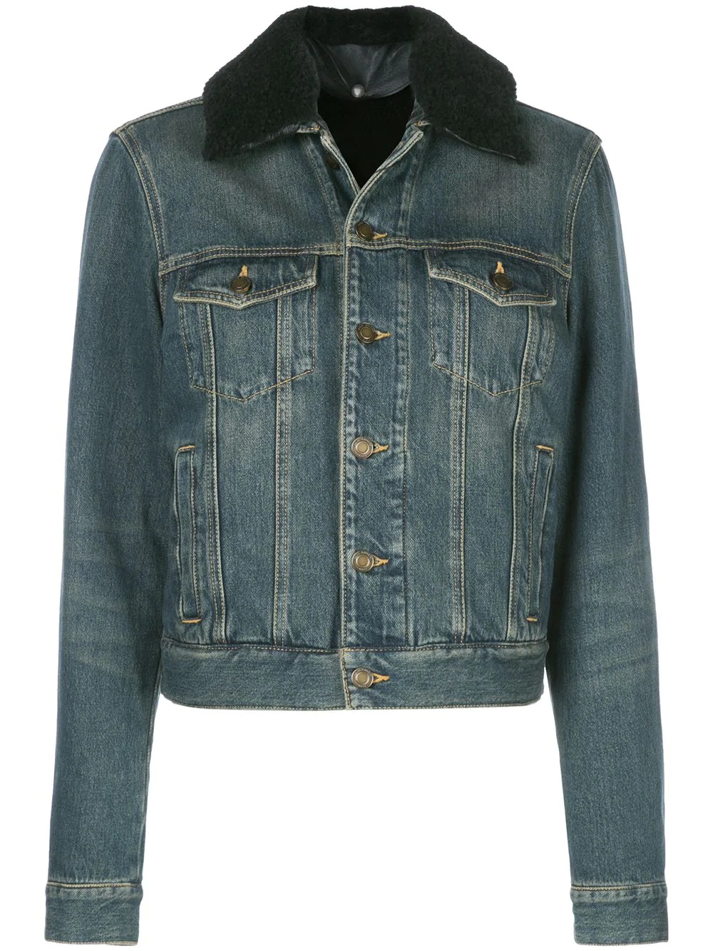 shearling-lined denim jacket - 1