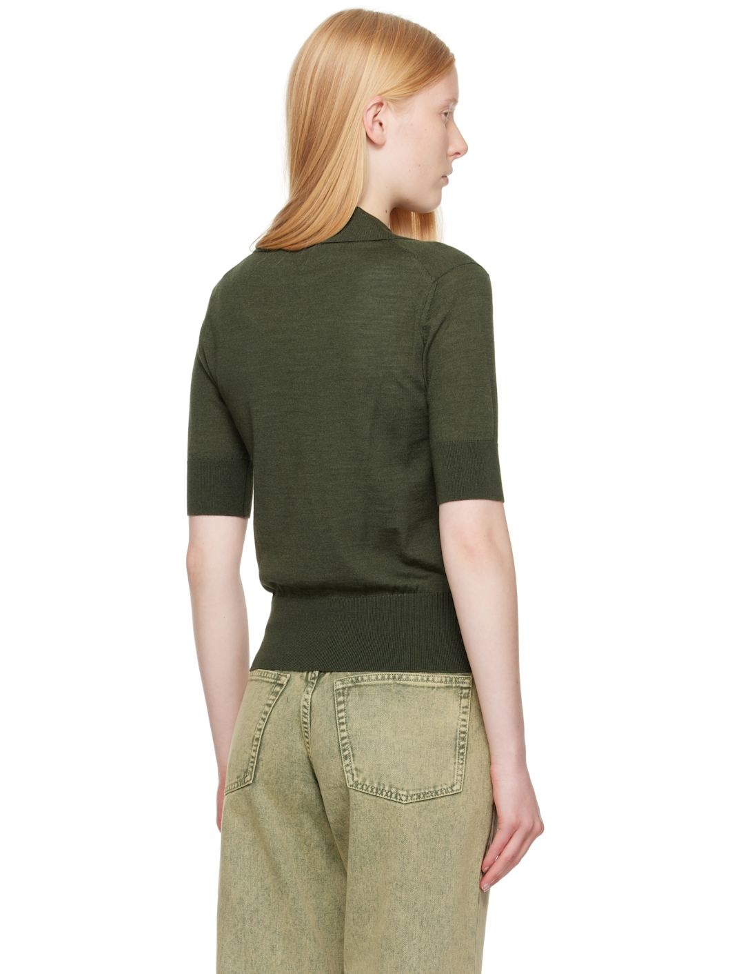 Khaki Wool Tonal Ami de Coeur Polo - 3