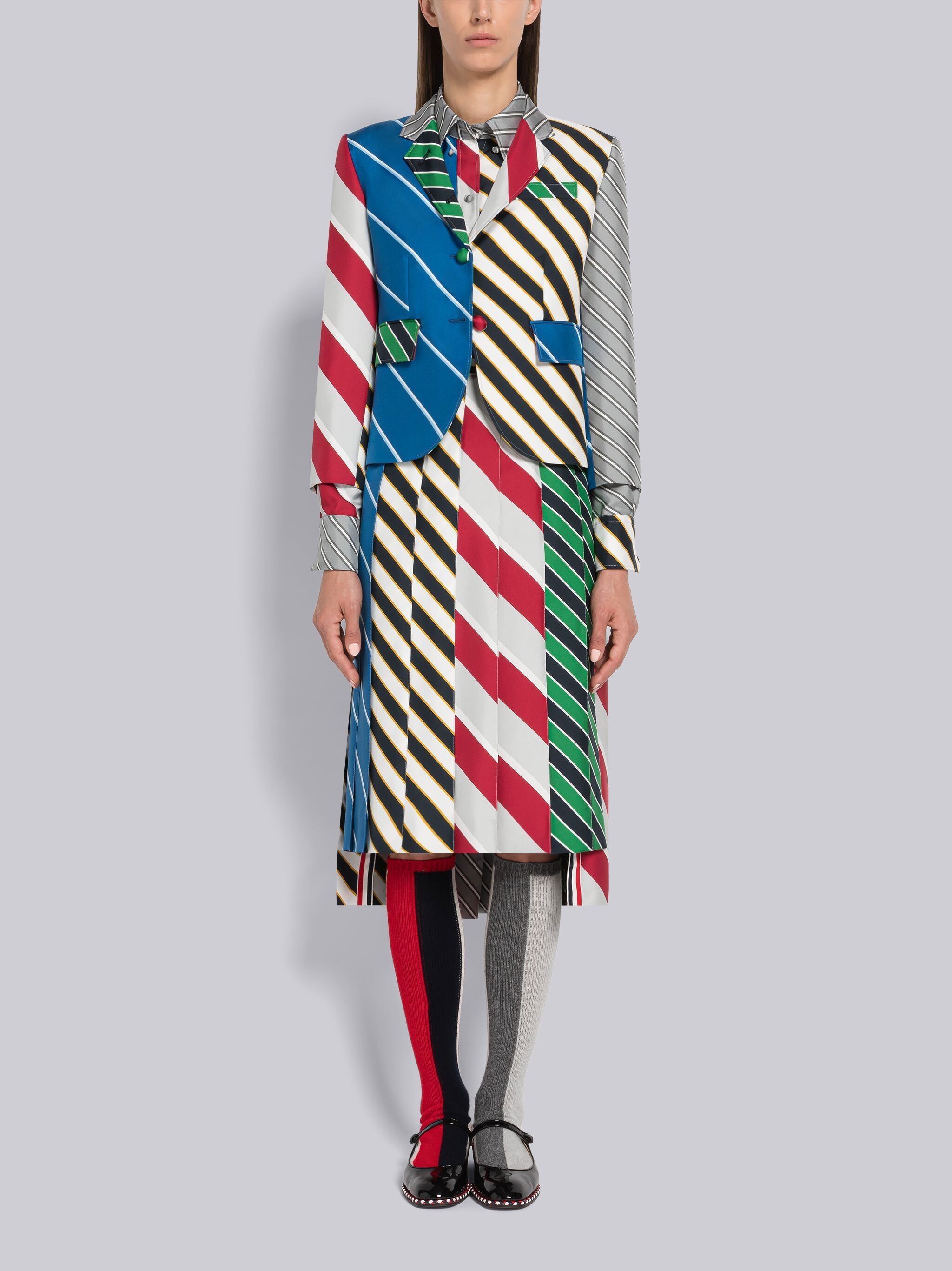 Fun-Mix Awning Stripe Silk High Armhole Sport Coat - 4