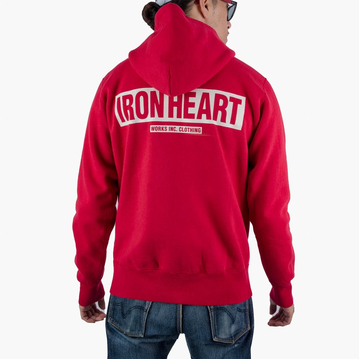 IHSW-65-RED Printed 14oz Ultra Heavyweight Loopwheel Cotton Zippered Hoodie - Red - 4