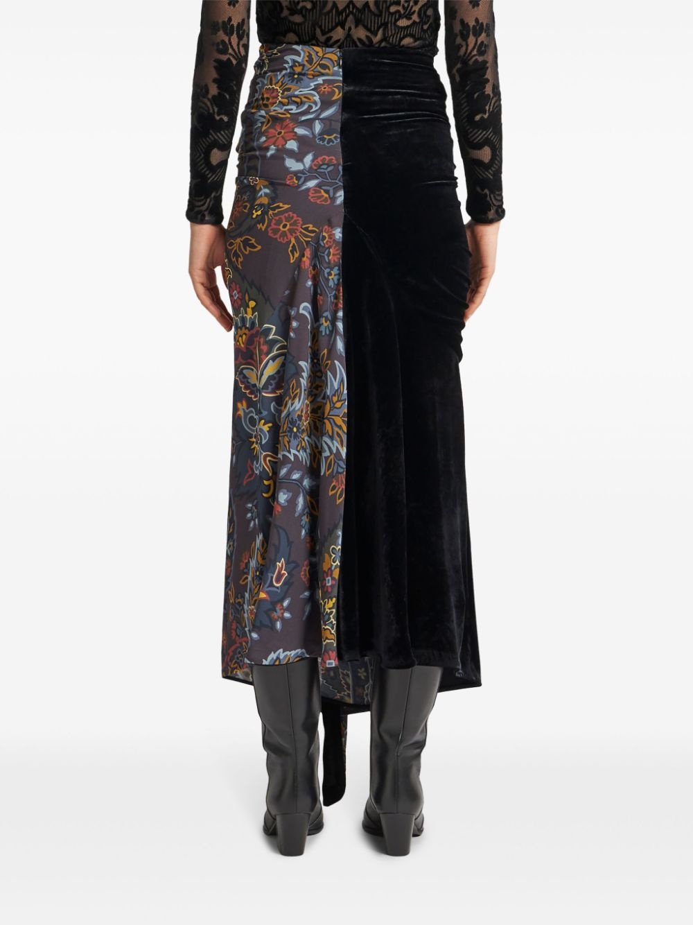 asymmetric paisley-print midi skirt - 4
