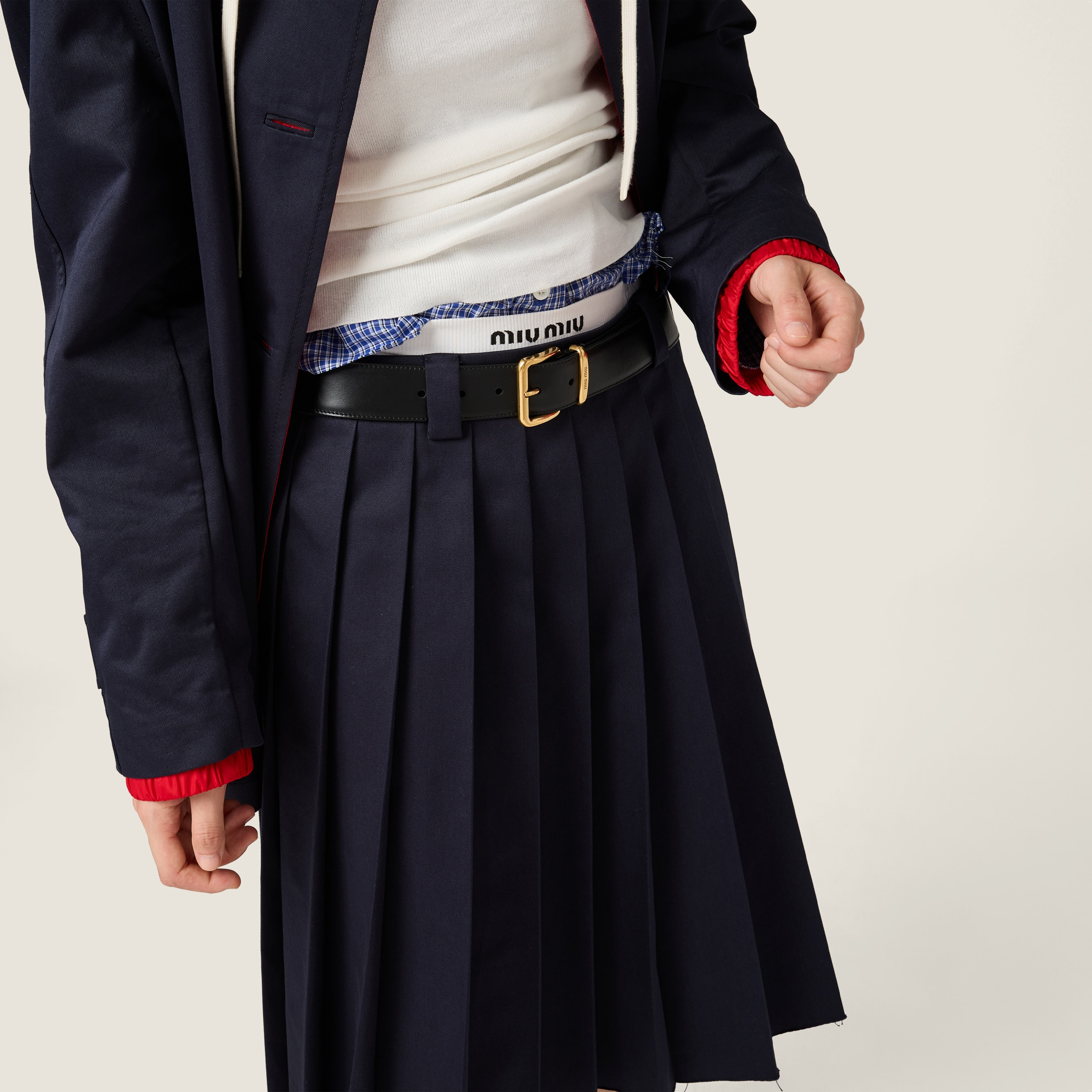 Pleated chino skirt - 4