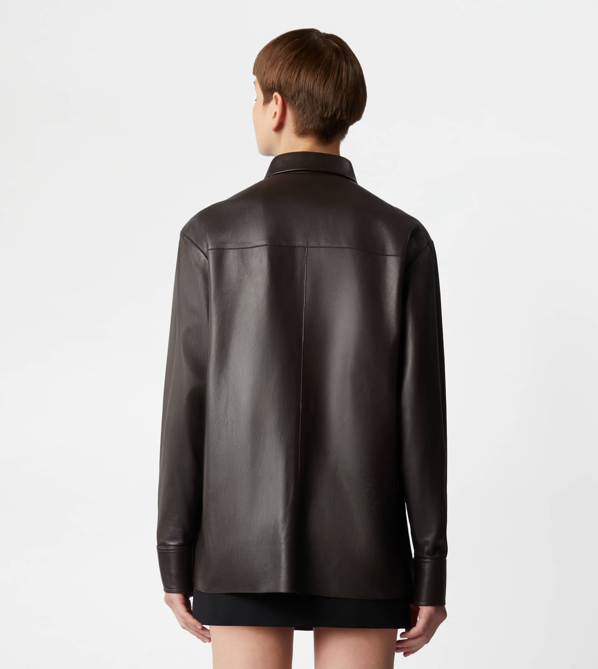 SHIRT IN LEATHER - BROWN - 3