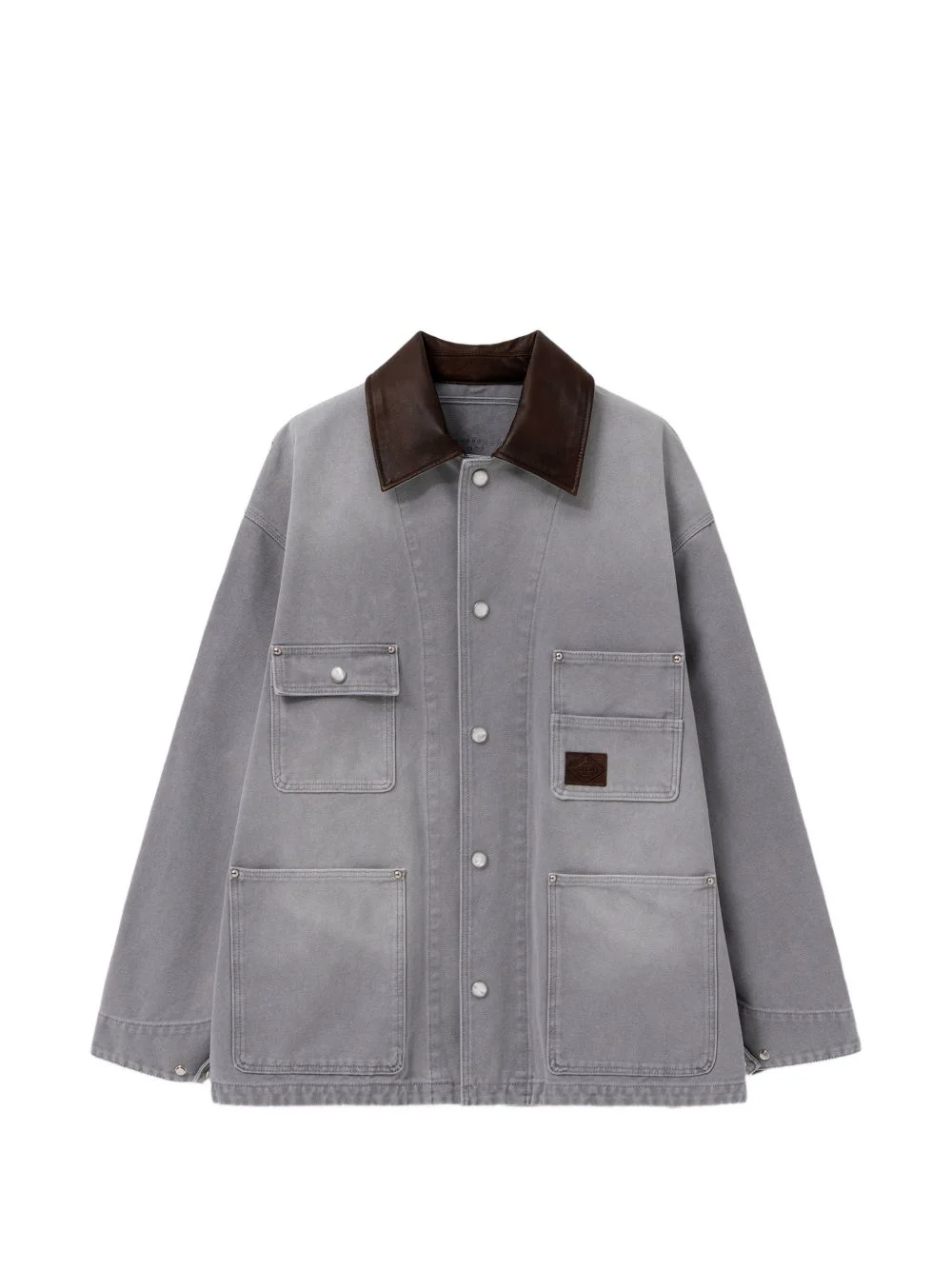 leather collar pocket jacket - 1