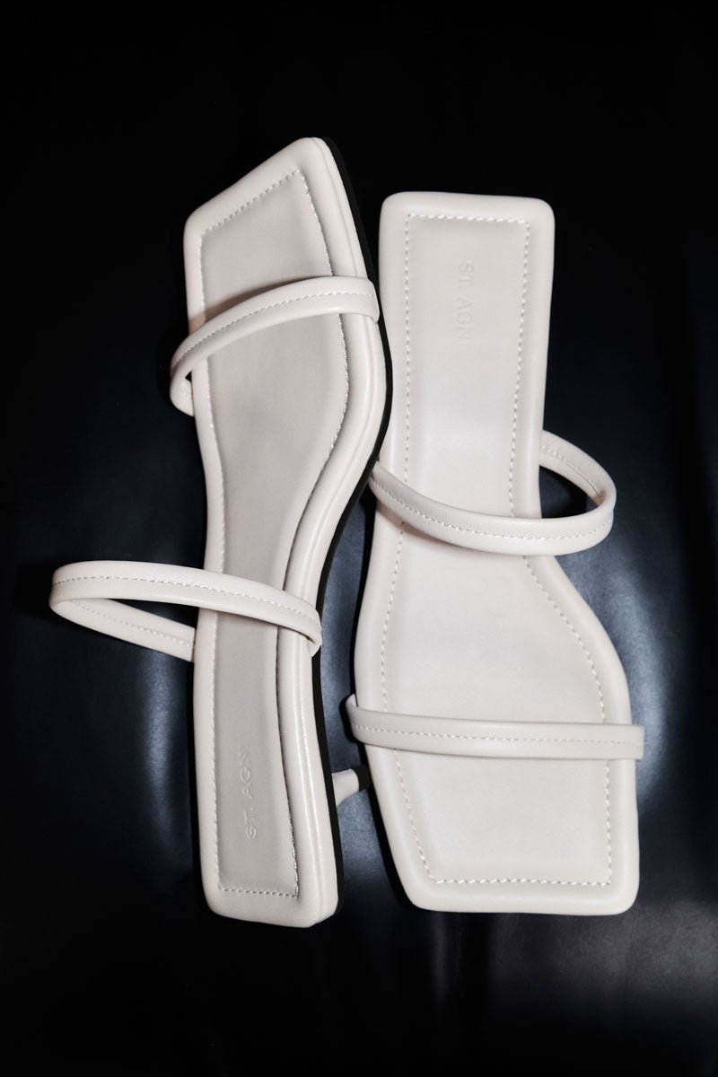 Fine Strap Kitten Heel - Creme - 7