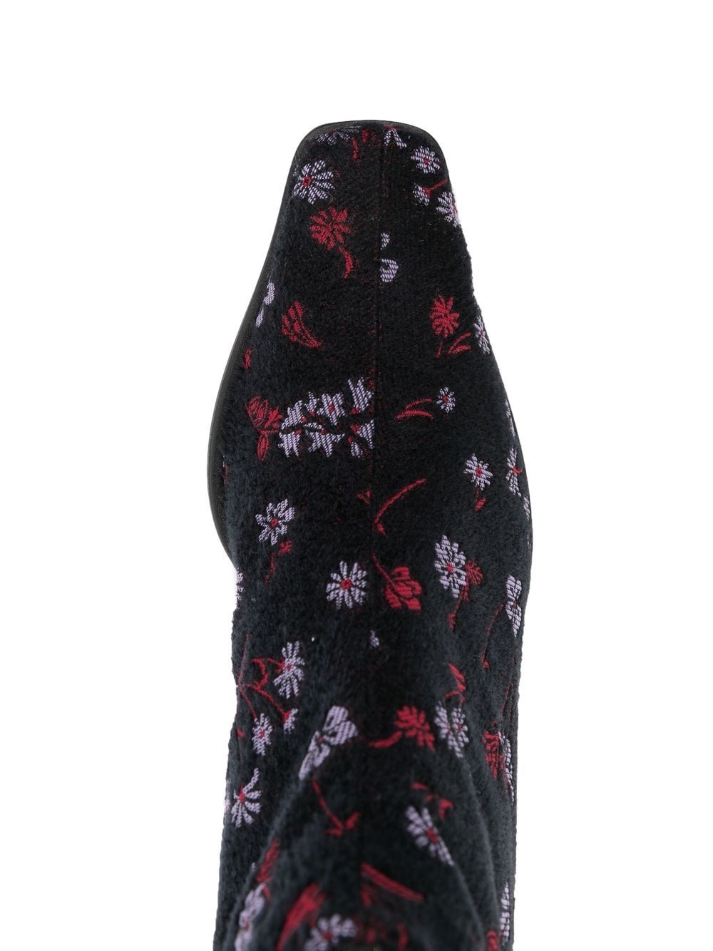 floral-embroidered velvet boots - 4
