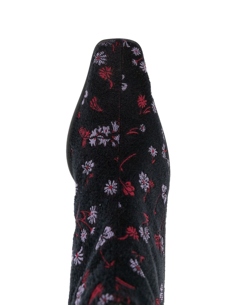 floral-embroidered velvet boots 4