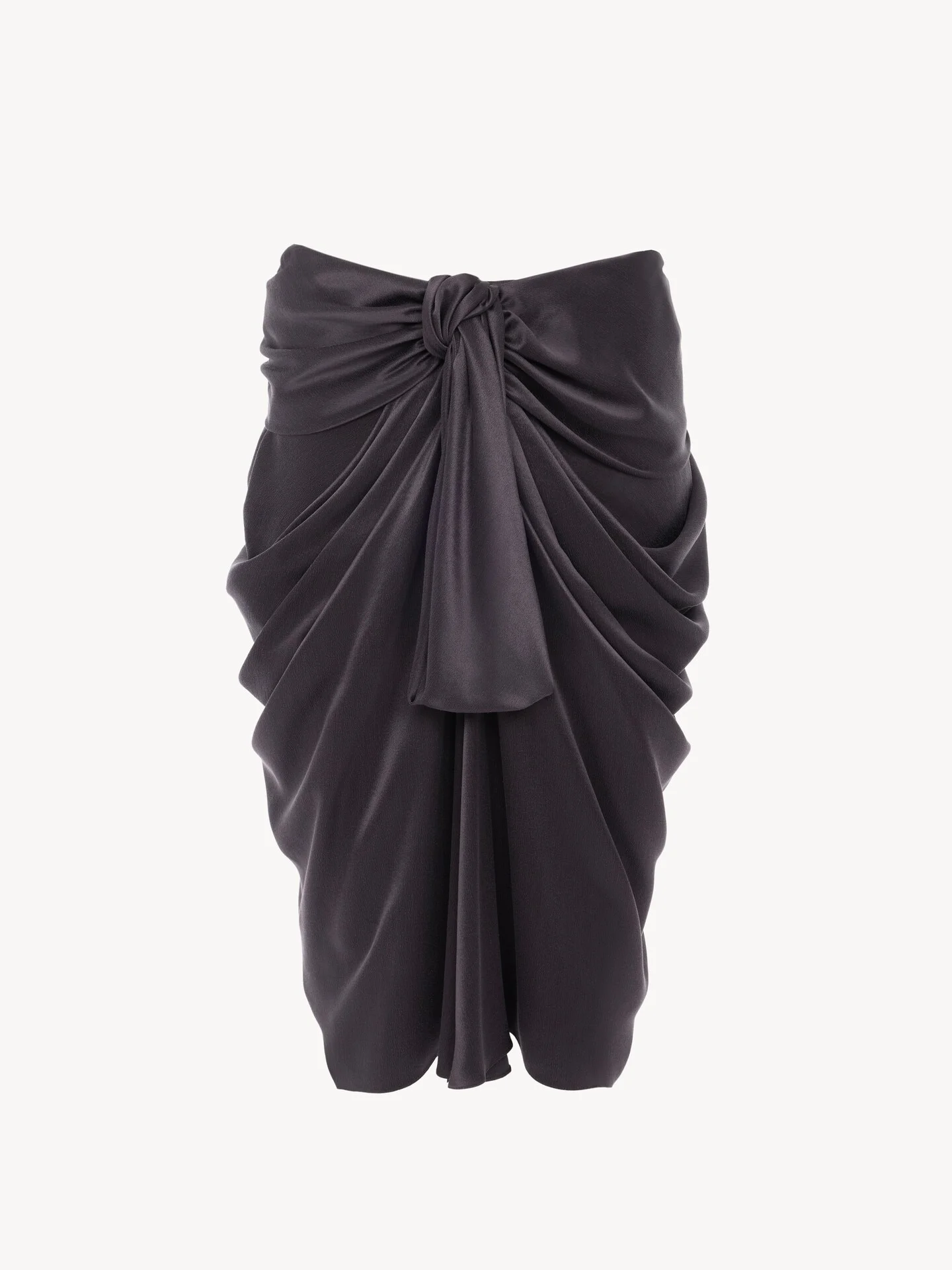KNEE-LENGTH WRAP SKIRT IN WASHED SILK SATIN - 1
