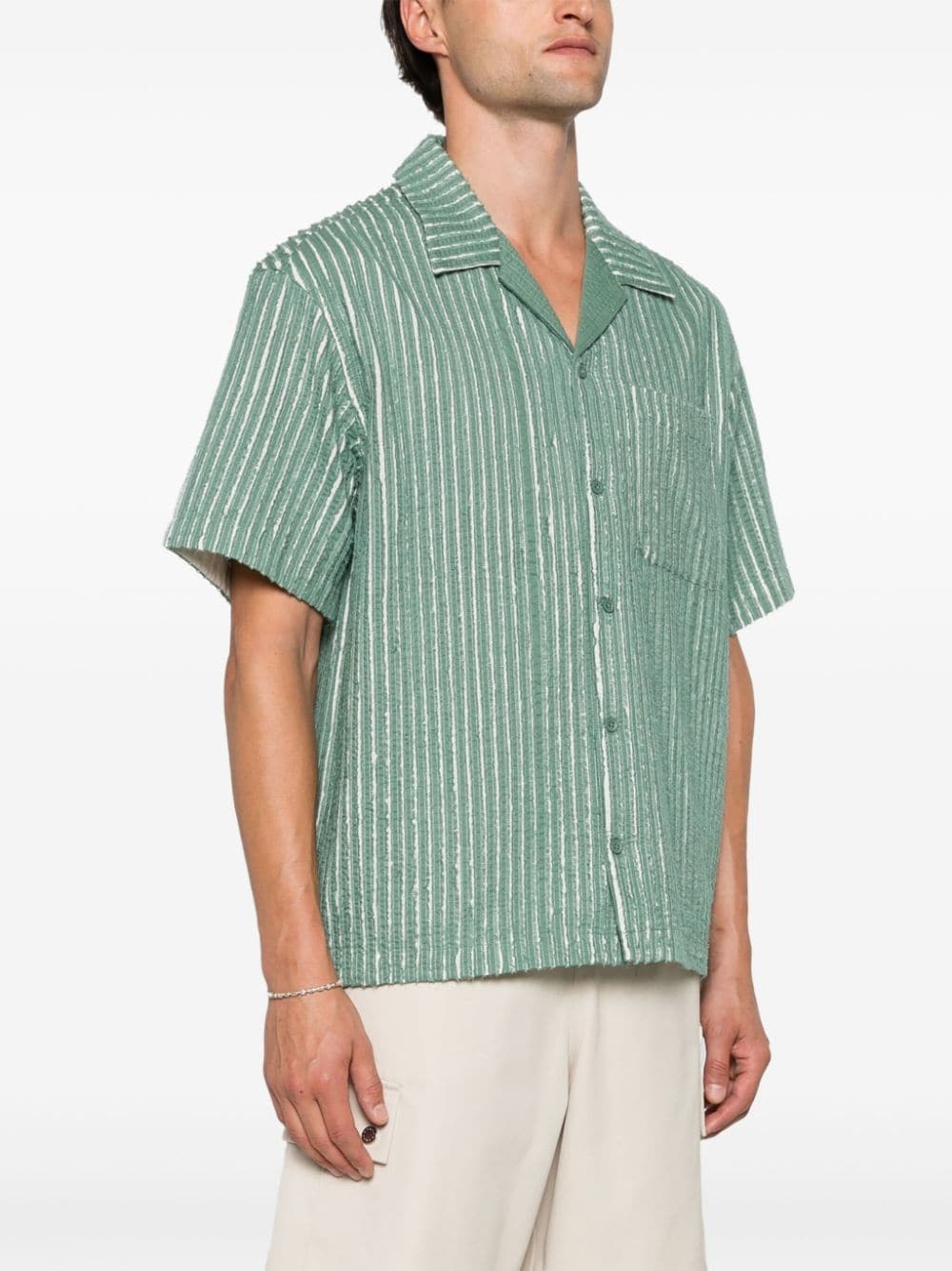 hand-frayed striped shirt - 3