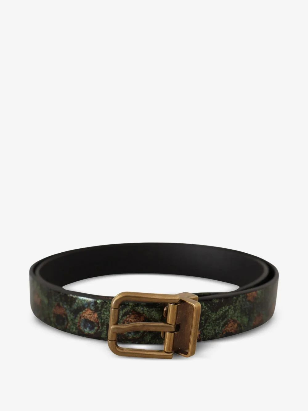 peacock-print leather belt - 1