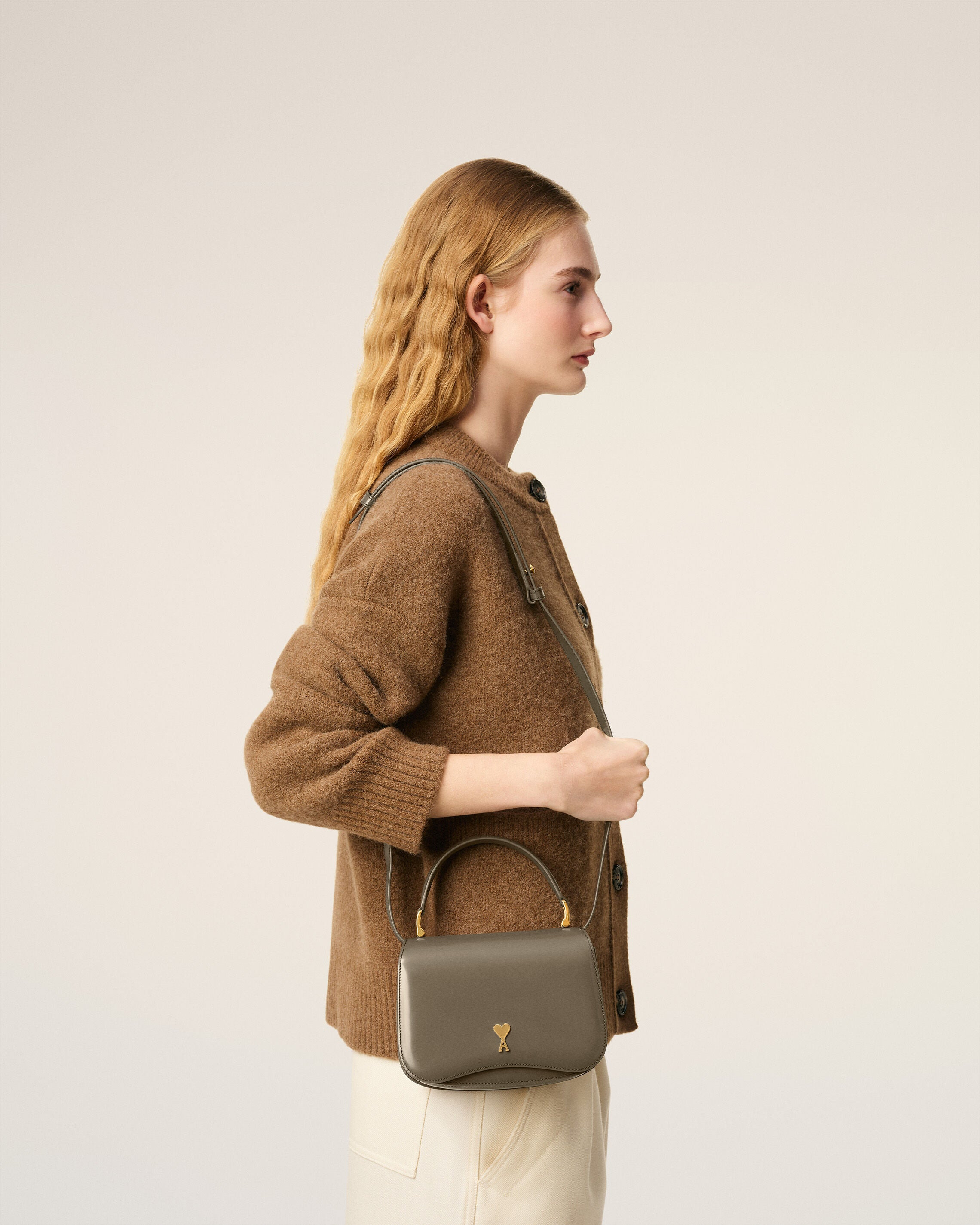 GREY GLAZED LEATHER TOP HANDLE PARIS PARIS BAG - 2
