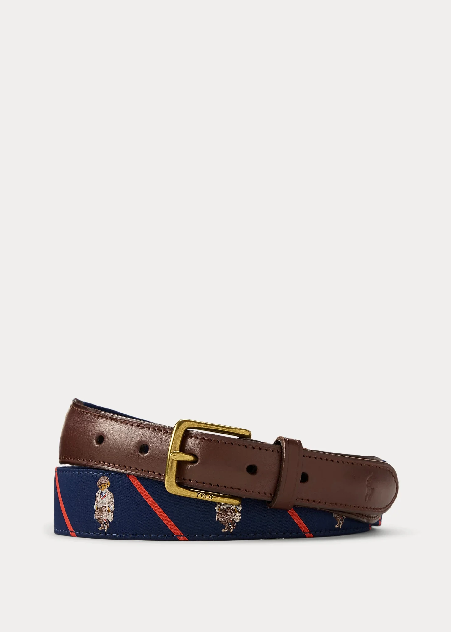 Polo Bear Leather-Trim Belt - 1